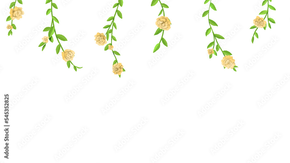 Obraz premium 水彩風 黄色いバラのヘッダーイラスト 16：9 PNG