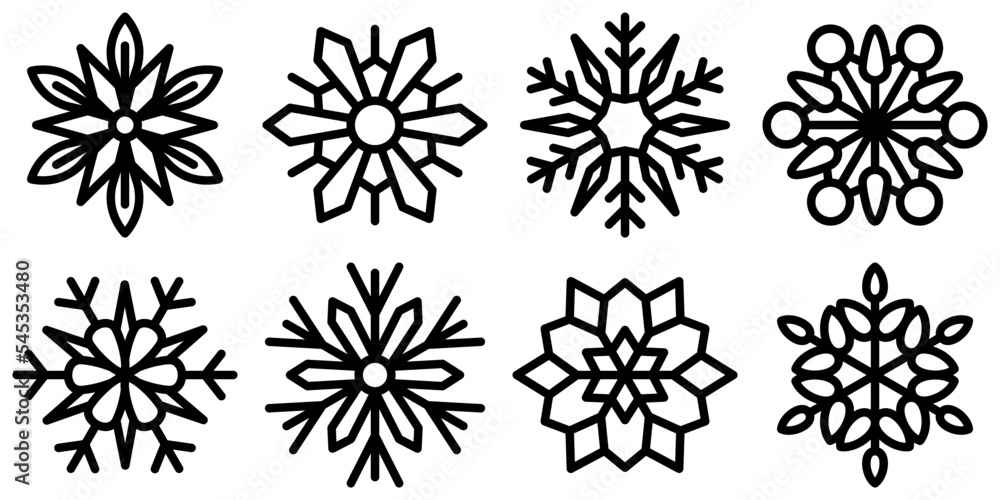 Set of Snowflake in flat style isolated Set of Snowflake in flat style isolated
