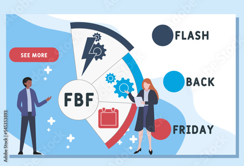FBF - Flashback Friday acronym. business concept background. vector illustration concept with keywords and icons. lettering illustration with icons for web banner, flyer, landing