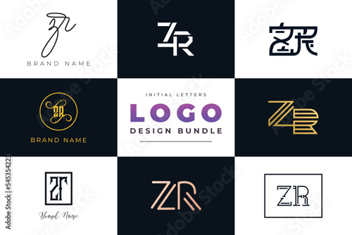 Initial letters ZR Logo Design Bundle