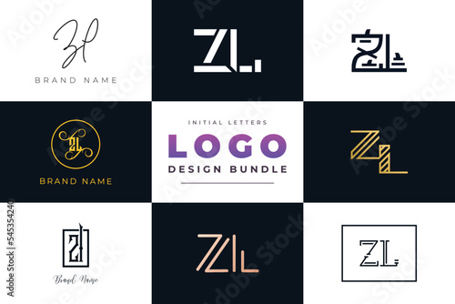 Initial letters ZL Logo Design Bundle