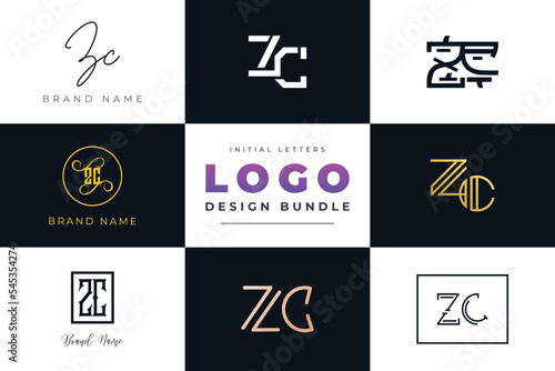 Initial letters ZC Logo Design Bundle