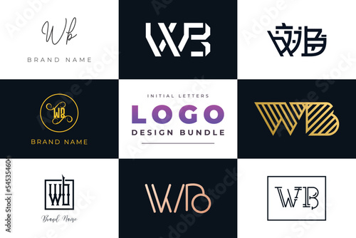 Initial letters WB Logo Design Bundle