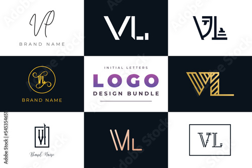 Initial letters VL Logo Design Bundle