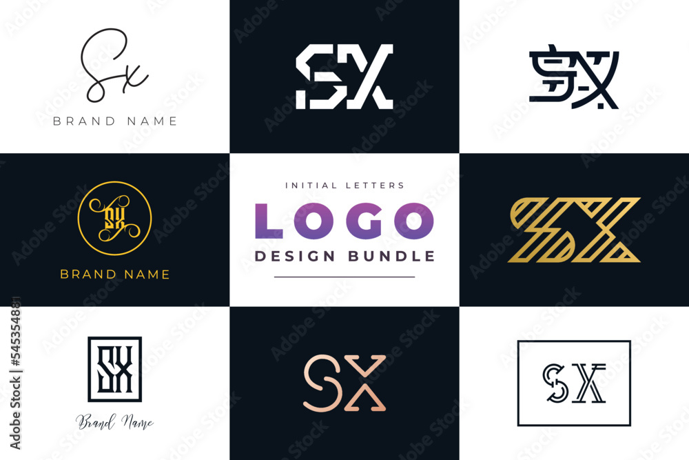 Initial letters SX Logo Design Bundle