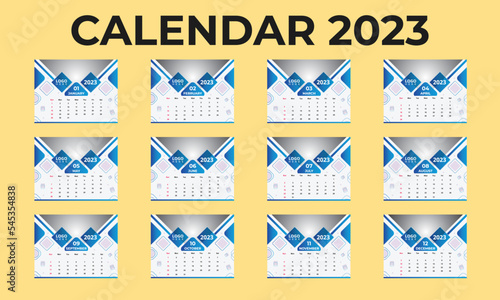 CALENDAR DESIGN 2023, 2023 CALENDAR TEMPLATE, 12 PAGES CALENDAR DESIGN 2023, DESK CALENDAR DESIGN 2023