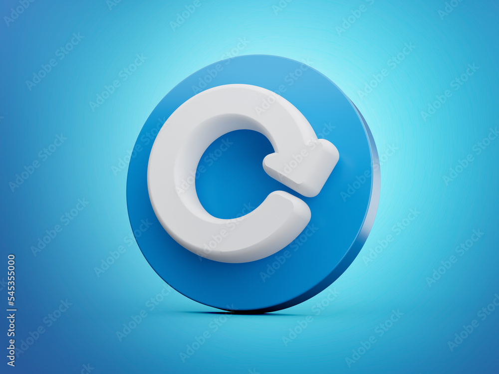 Blue circle arrows icon - Update, refresh symbol. 3d White icon 3d Illustration Blue circle arrows icon - Update, refresh symbol. 3d White icon 3d Illustration