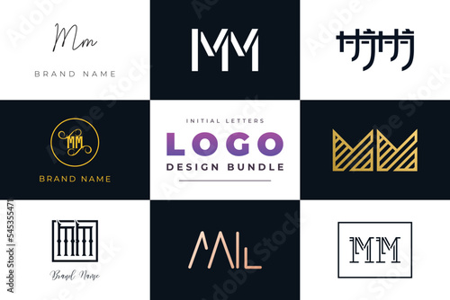 Initial letters MM Logo Design Bundle