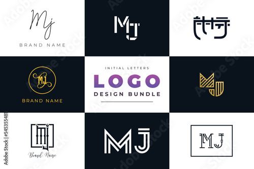 Initial letters MJ Logo Design Bundle