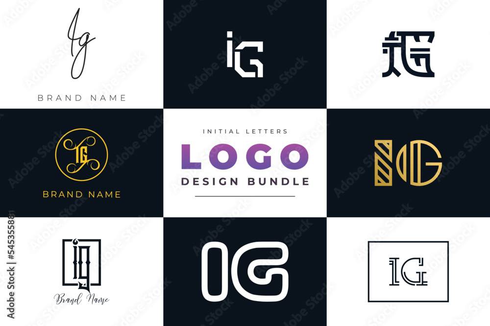 Initial letters IG Logo Design Bundle