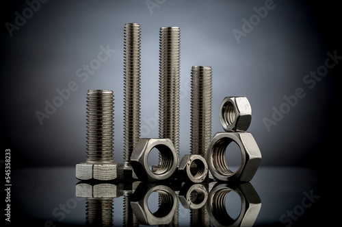 Bild auf Leinwand stainless steel fasteners nuts and bolts for different industrial applications