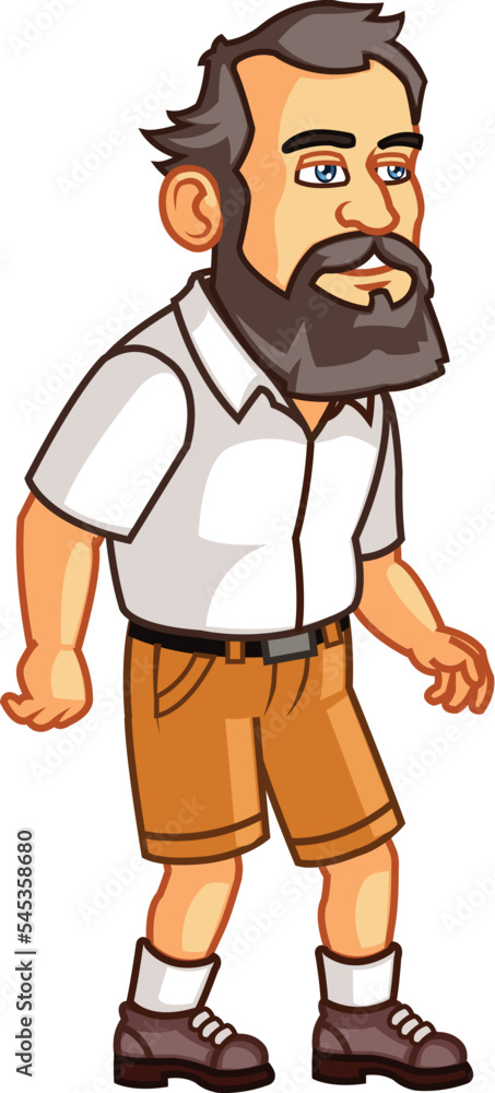 Old Professor Lecturer Man with Thick Beard Cartoon Mascot Old Professor Lecturer Man with Thick Beard Cartoon Mascot