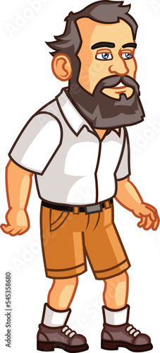 Old Professor Lecturer Man with Thick Beard Cartoon Mascot
