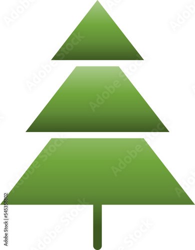 Green gradient pine tree or Green Christmas tree icon.