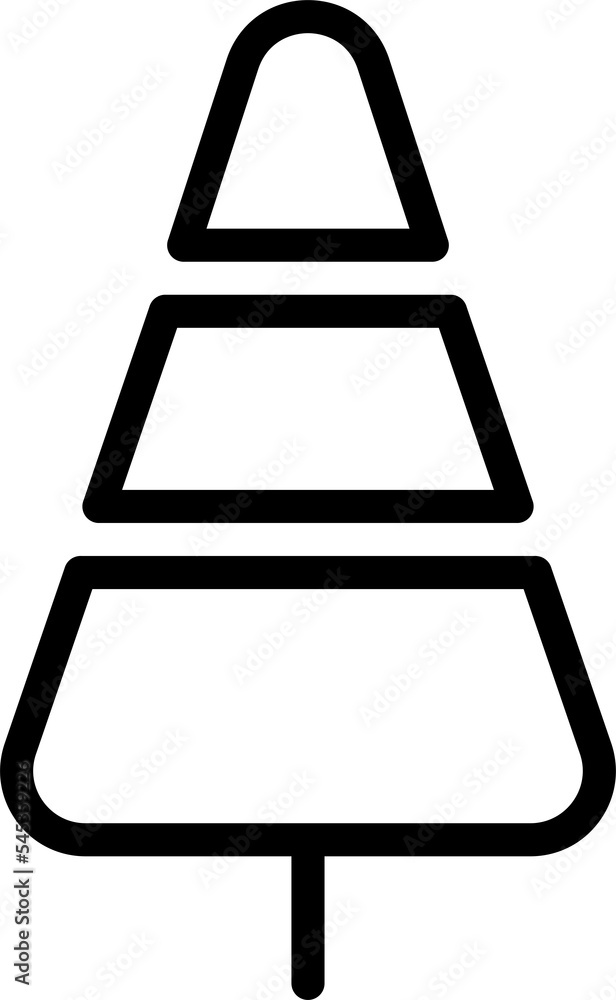 Black pine tree or Christmas tree linear icon. Black pine tree or Christmas tree linear icon.