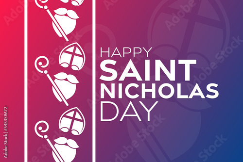 Happy Saint Nicholas Day. Vector illustration. Holiday poster.