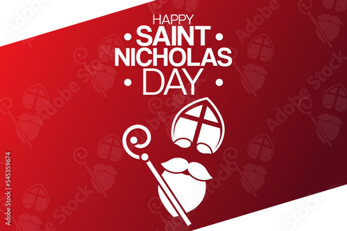 Happy Saint Nicholas Day. Vector illustration. Holiday poster.