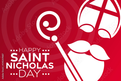 Happy Saint Nicholas Day. Vector illustration. Holiday poster.