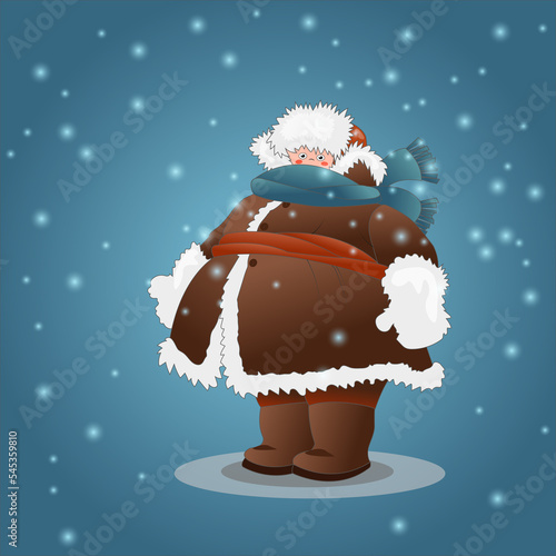 Wallpaper Mural A little boy in a fur coat on a blue background. Torontodigital.ca