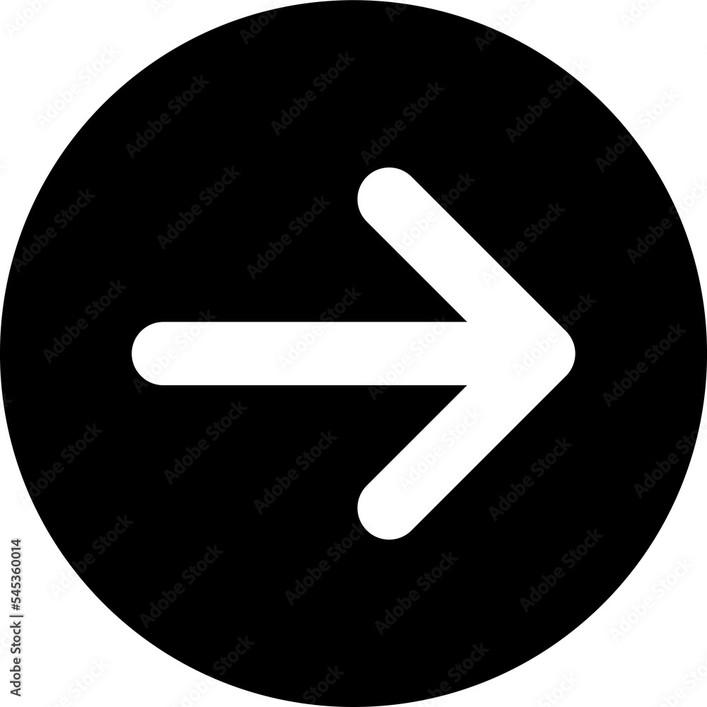 White right arrow in Black circle shape. White right arrow in Black circle shape.