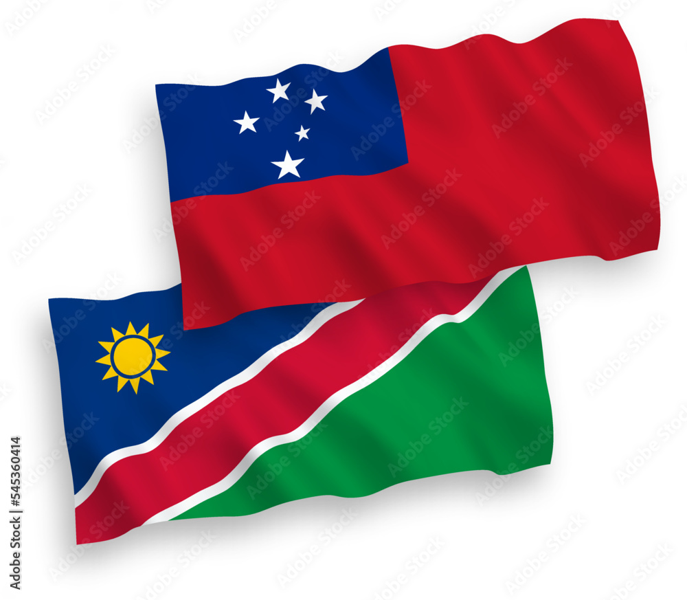 Flags of Independent State of Samoa and Republic of Namibia on a white background