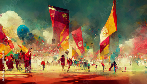 Fotografia Abstract soccer world cup in qatar 2022, Generative AI Illustration