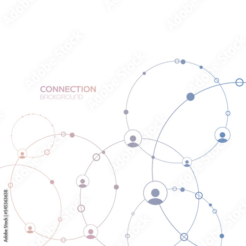 Network background. Connections with points, lines, and people icons. Vector illustration