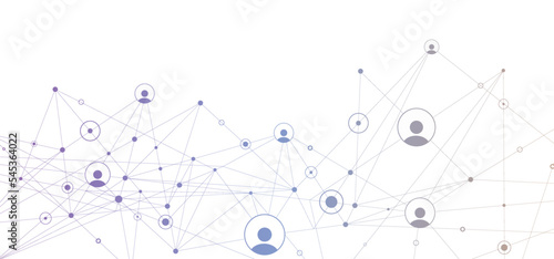 Network background. Connections with points, lines, and people icons. Vector technology background