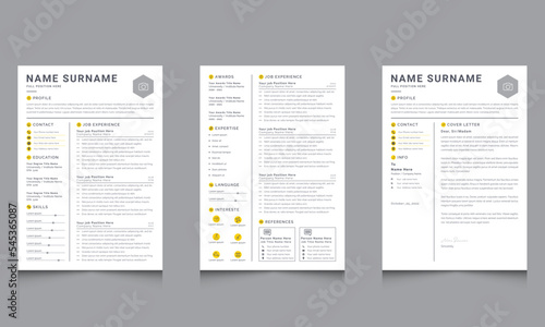 Modern Resume Layout Kit and Cover Letter Minimalist cv template with nice typography