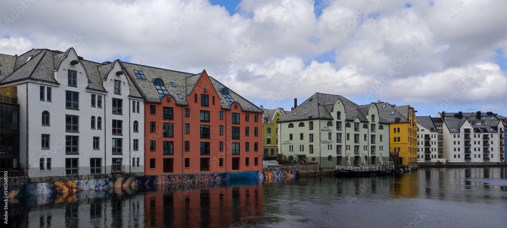 Colorful buildings in Alesund, Norway