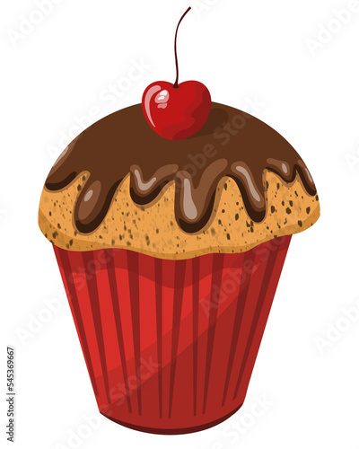 Cupcake with cherries photo