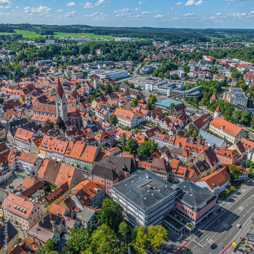 Ausblick auf die Innenstadt von Kaufbeuren im Ostallgäu