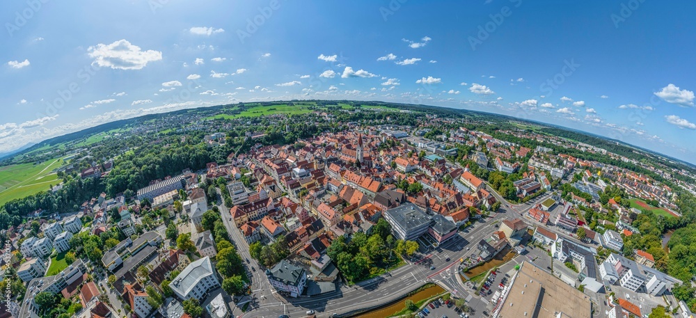 Sphärisches Panorama der Altstadt von Kaufbeuren im Ostallgäu