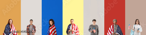 Set of people with USA flag...