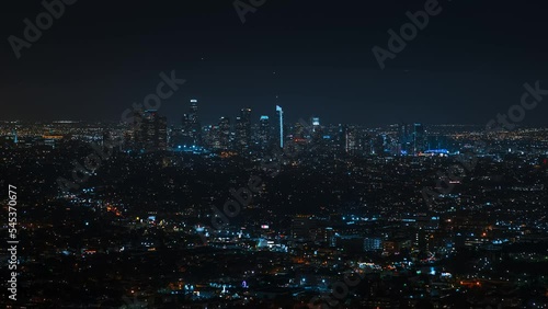 Wallpaper Mural Timelapse of Los Angeles downtown at night. Big city in the USA Torontodigital.ca