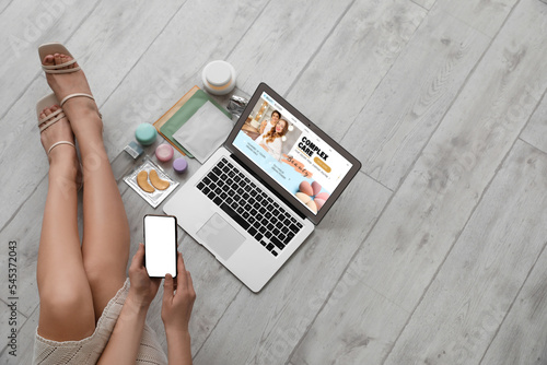 Female beauty blogger with ...