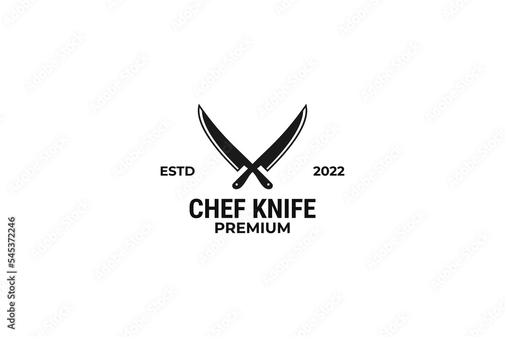 Cross kitchen knives and chef knife logo vector illustration design Cross kitchen knives and chef knife logo vector illustration design