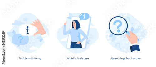 Set Of 3 Vector FAQ Concepts