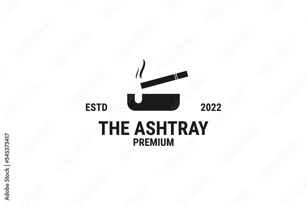 Flat cigarette ashtray logo design vector template illustration Flat cigarette ashtray logo design vector template illustration
