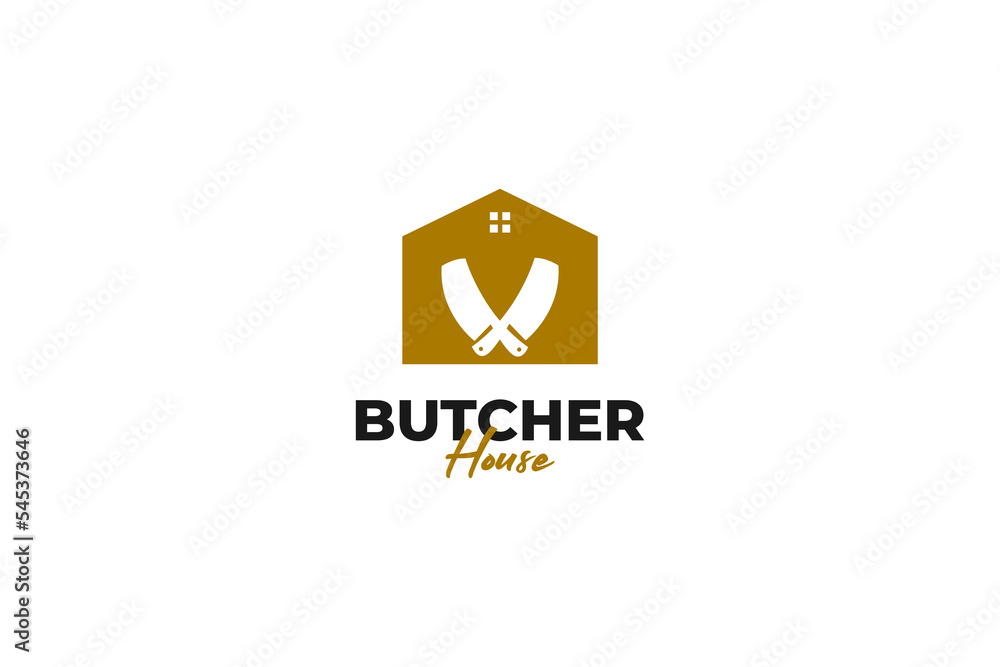 Butcher house logo design vector illustration idea