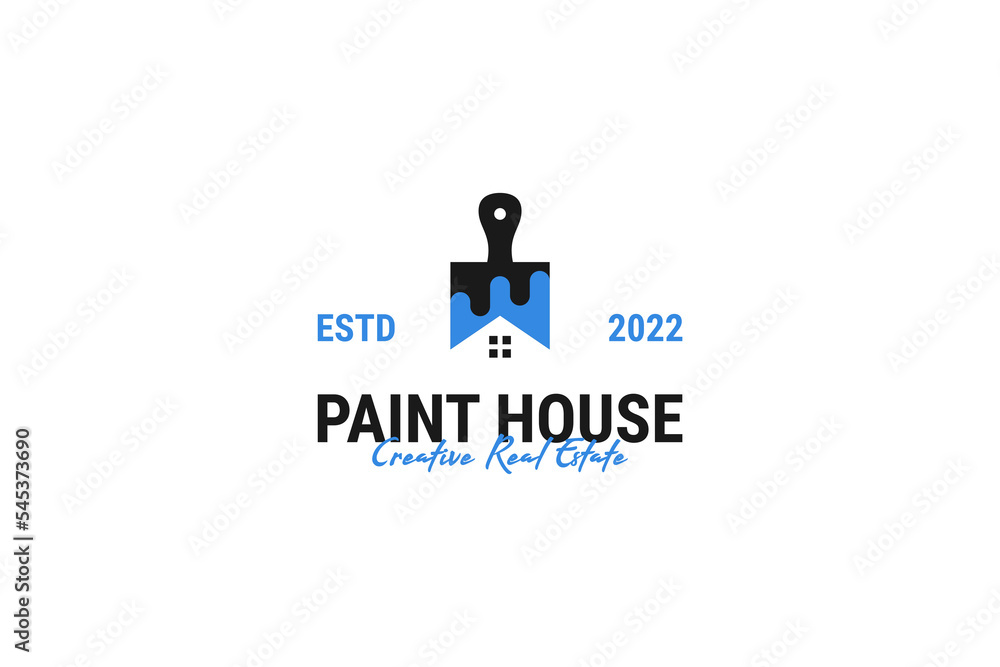 Flat paint brush house logo design vector illustration Flat paint brush house logo design vector illustration