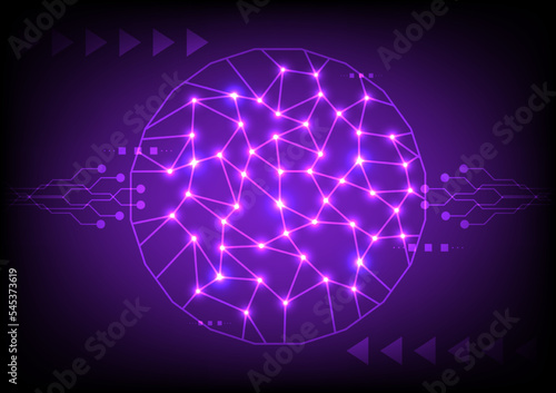 Abstract polygonal communication network technology background with connecting dots and lines. © boonsom