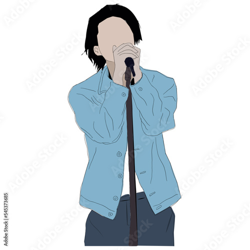 Kpop vector illustration. Korean idol performing. K-pop male fashion idol.