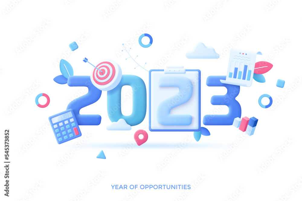 2023 Year Of Opportunities In Flat 3D Style 2023 Year Of Opportunities In Flat 3D Style