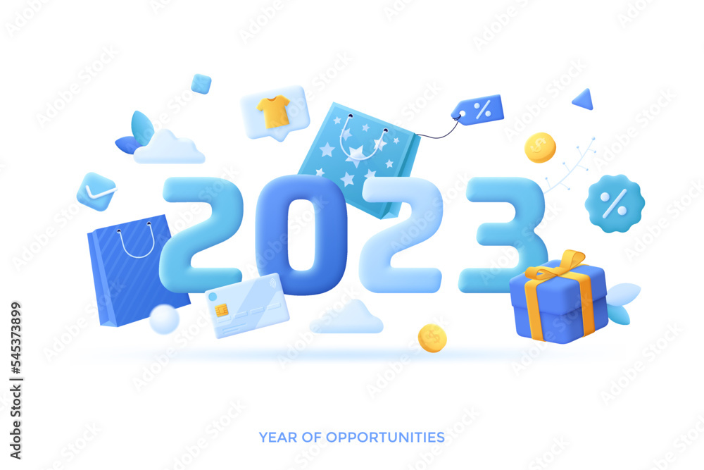 2023 Year Of Opportunities In Flat 3D Style 2023 Year Of Opportunities In Flat 3D Style