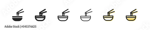 Instant noodles set icon. Fast food  food  cooking  Asian cuisine  dish  breacfast  meal  dinner  cooker. Course concept. Vector line icon for Business and Advertising