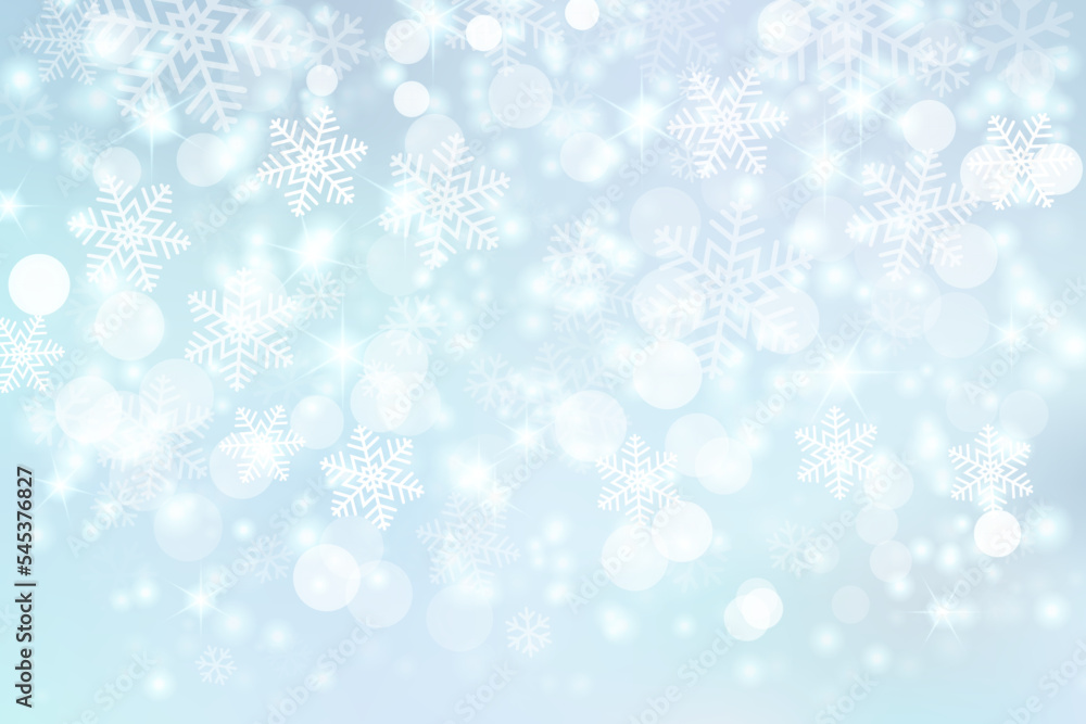 Blue bokeh background with christmas snowflake vector