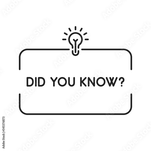did you know banner with thin line light bulb