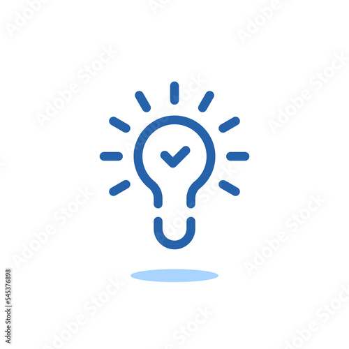blue bulb with checkmark like expert insight icon