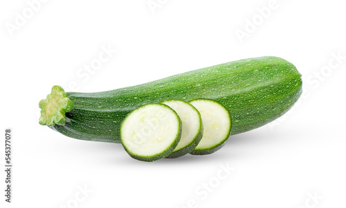 Zucchini with slice isolated on transparent png